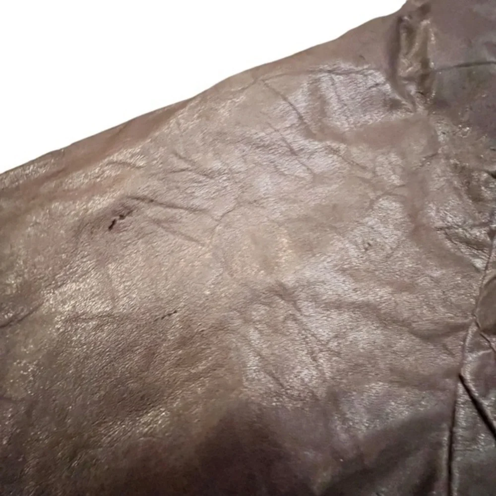 Michael Kors Women's Brown Button Front‎ Genuine Leather Coat Large Short Lined